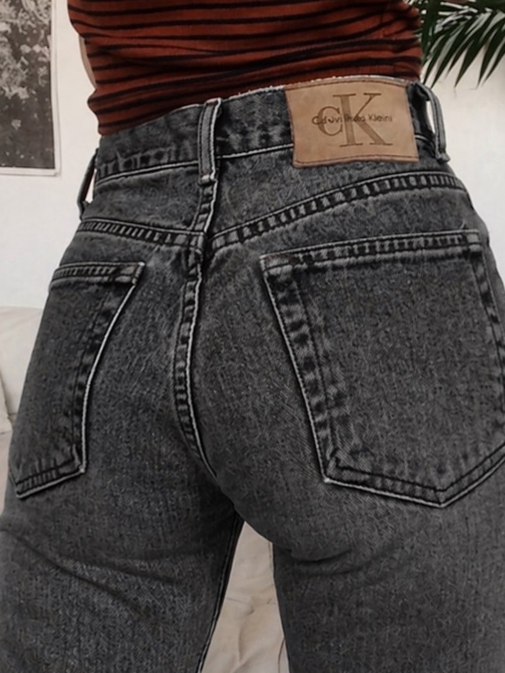 Vintage calvin klein Tapered mom jeans high rise straight leg 90s black sz 6